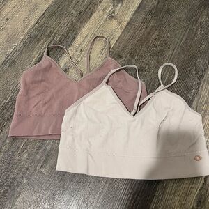 Set of three Strappy Bralettes in Mauve and Cream and pink